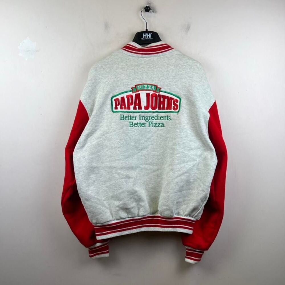 Vintage 90s Papa John's Pizza Red Varsity Jacket Size XXL